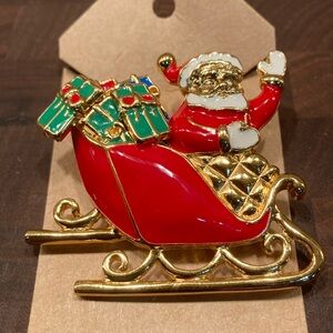 Vintage Avon Santa Brooch & Earrings